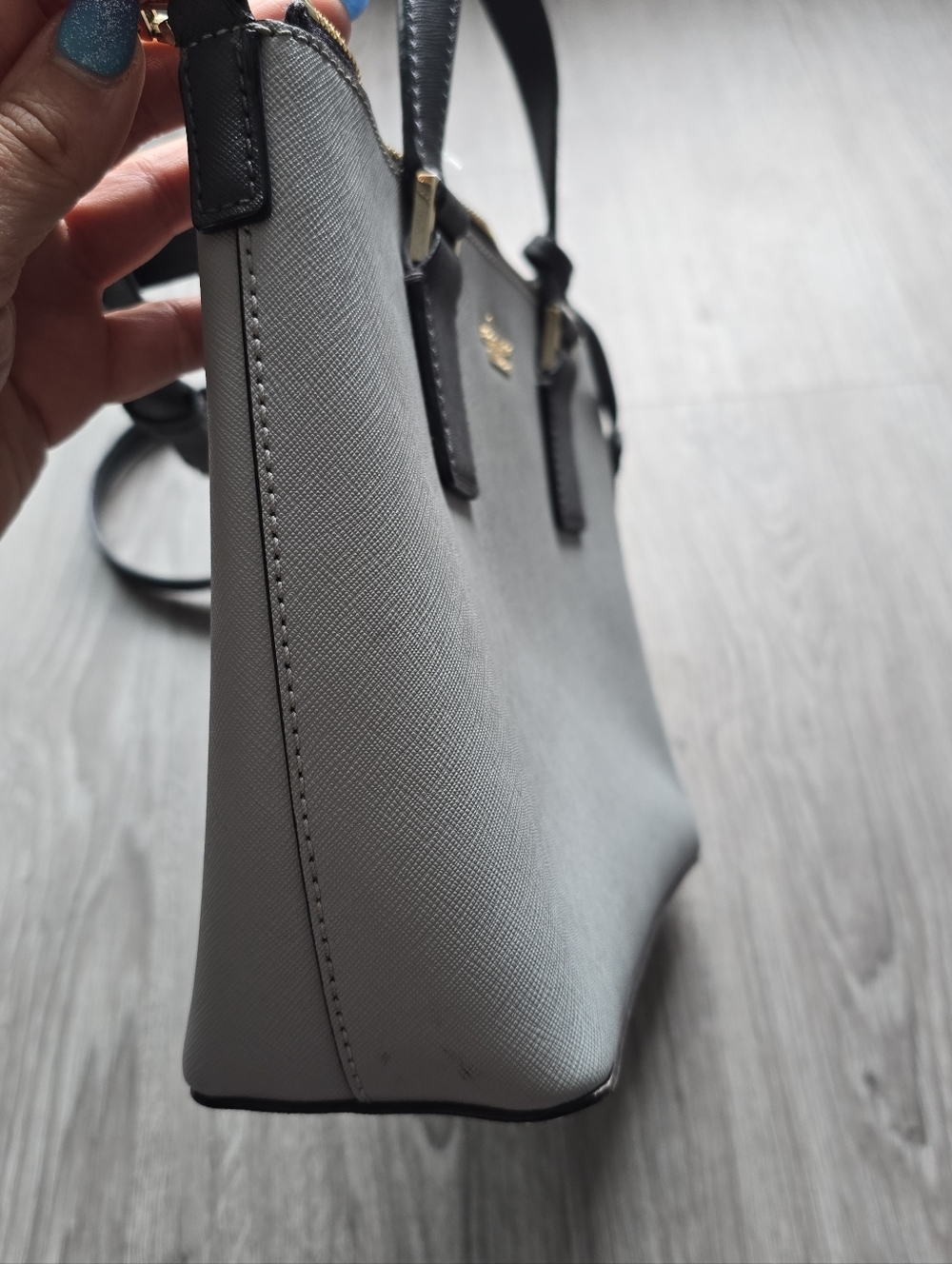KATE SPADE Two-Tone Gray and Black Satchel Purse Handbag Monochrome - Picture 4 of 16